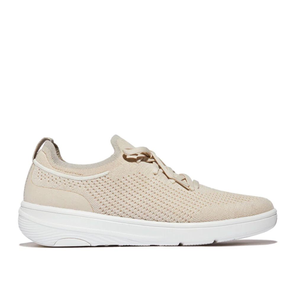 Fitflop Super Q Sneakers 683 Beige Knit Slip-On Laced | ChicShoetique