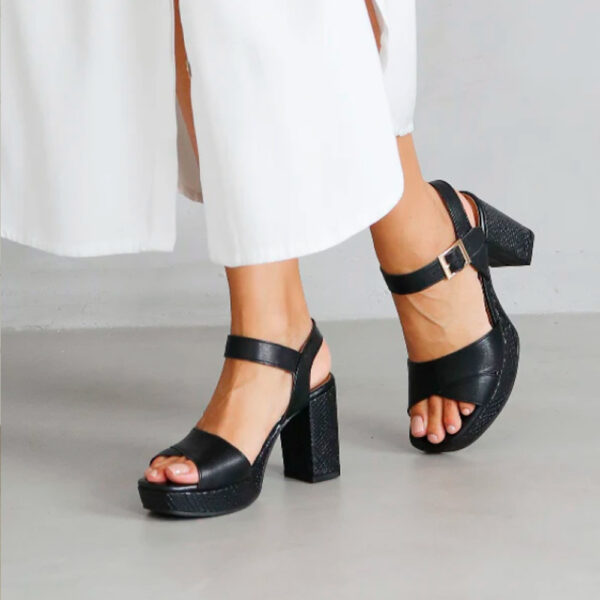 Froggie 12676 1855 Black High Heel Platform Sandal | ChicShoetique