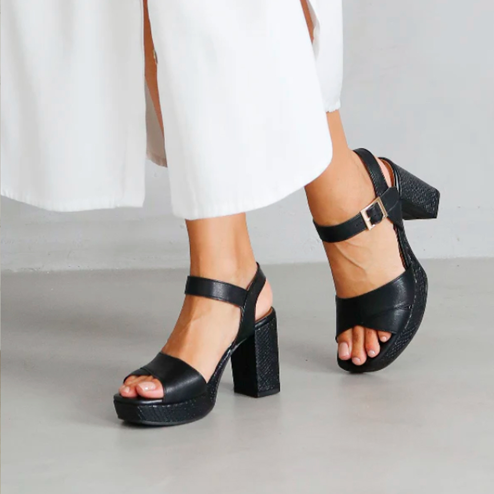 Froggie 12676 1855 Black High Heel Platform Sandal | ChicShoetique