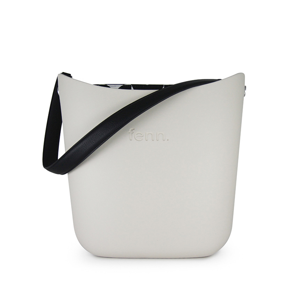 Fenn Hand Bag Elegant Fenn - Champagne - Pattern Inner - Silver Zip - Black Flat Handle | ChicShoetique