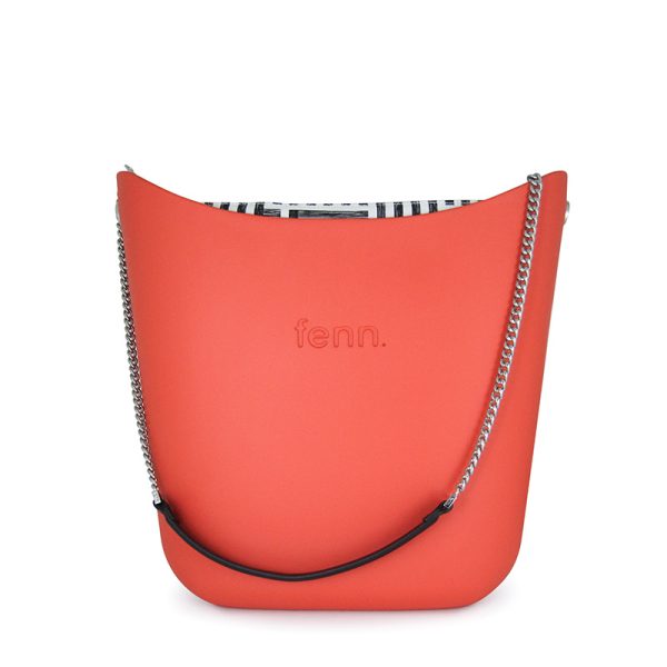 Fenn Hand Bag 478 Red Elegant Fenn - Fire - Pattern Inner - Silver Zip - Black/ Chain Handle | ChicShoetique