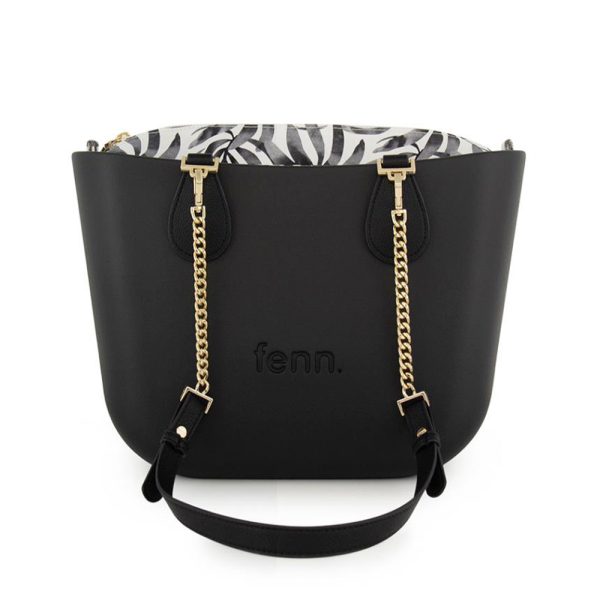 Fenn Hand Bag 502 Black Petite Tote with Chain and Black Handle | ChicShoetique