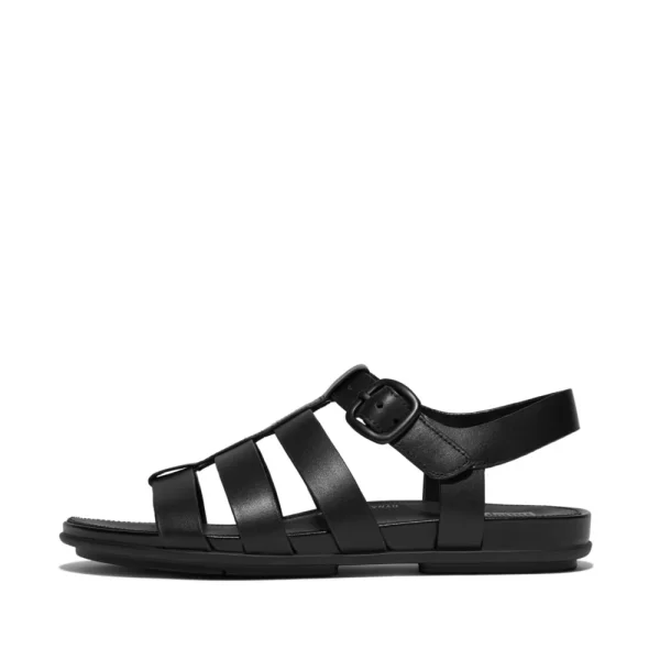 Fitflop Gracie Leather Fisherman Sandal 607 Black | ChicShoetique