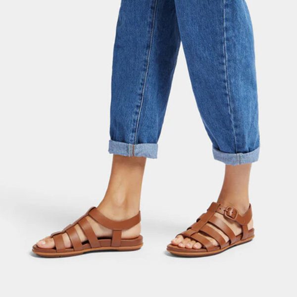 Fitflop Gracie Leather Fisherman Sandal 608 Tan | ChicShoetique