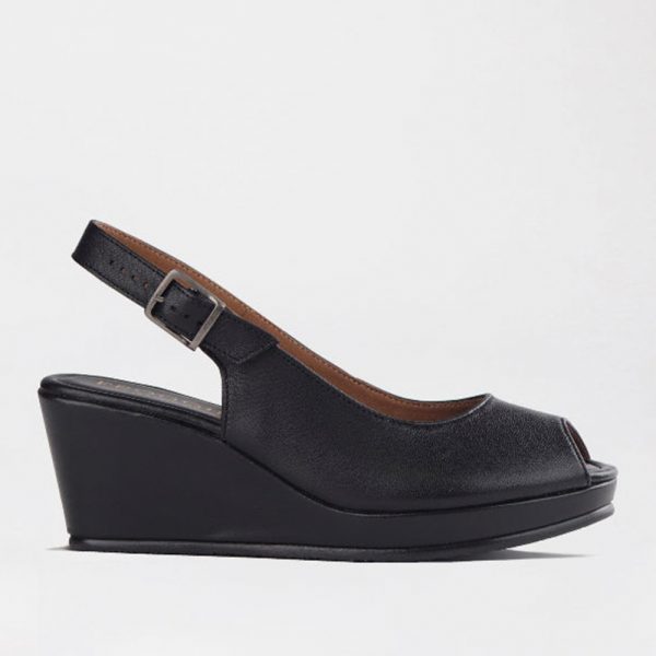 Froggie 10715 1861 Black Slingback Wedge Sandal in Black Multi | ChicShoetique