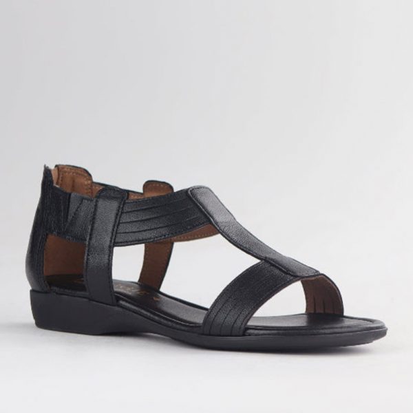 Froggie 12886 5040 Black T Bar Flat Sandal | ChicShoetique