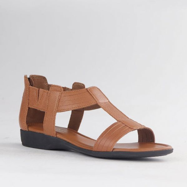 Froggie 12886 5058 Tan T Bar Flat Sandal | ChicShoetique