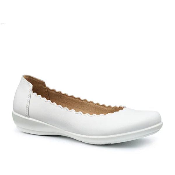 Hotter Eider 3960 White Leather Comfort Ballet Pump | ChicShoetique