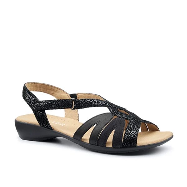 Hotter Flare 5017 Black Leather Sandals | ChicShoetique