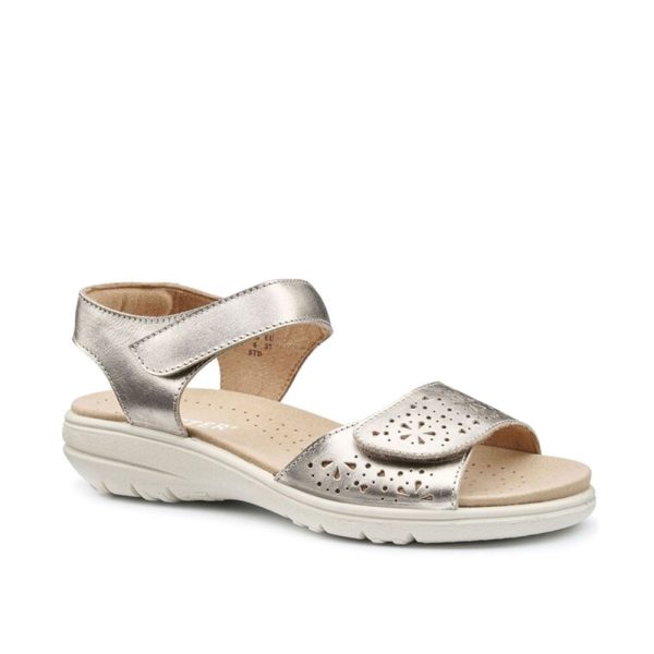 Hotter Leah 4030 Gold Leather Touch-Fastening Sandals | ChicShoetique