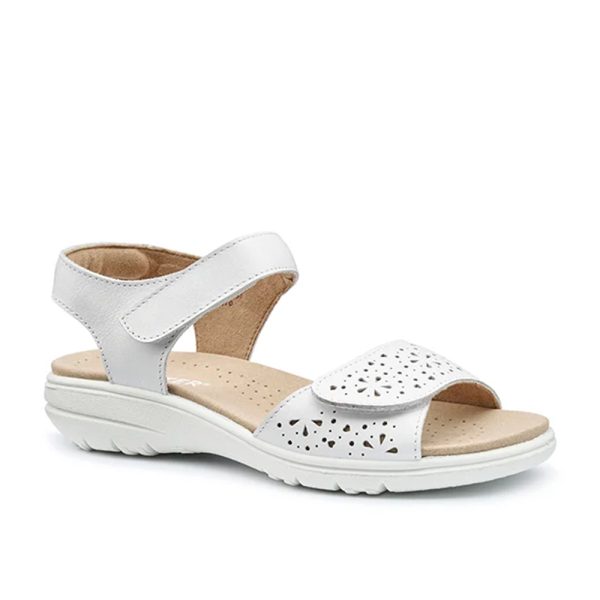 Hotter Leah 4033 White Leather Touch-Fastening Sandals | ChicShoetique