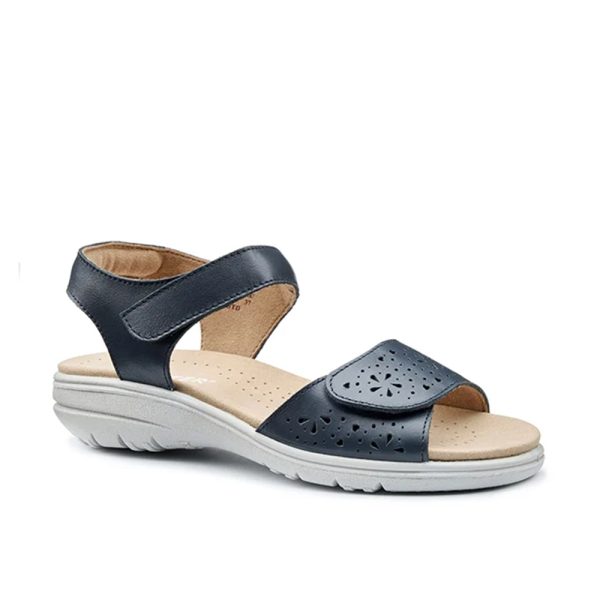 Hotter Leah 4036 Navy Leather Touch-Fastening Sandals | ChicShoetique