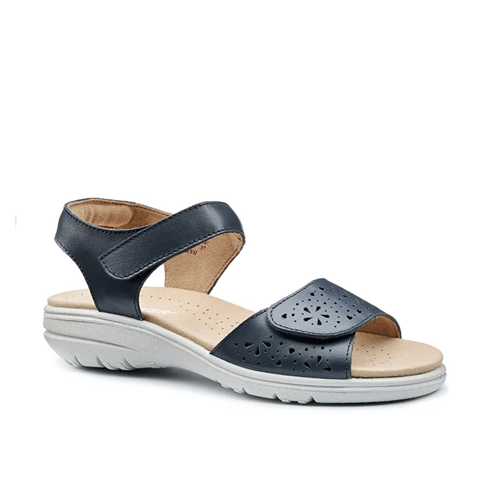 Hotter Leah 4036 Navy Leather Touch-Fastening Sandals | ChicShoetique