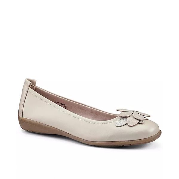 Hotter Paradise 3902 Beige Leather Ballerina Pump | ChicShoetique