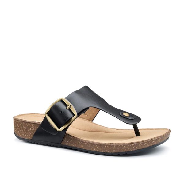 Hotter Resort 5002 Black Leather Buckle Detail Sandal | ChicShoetique