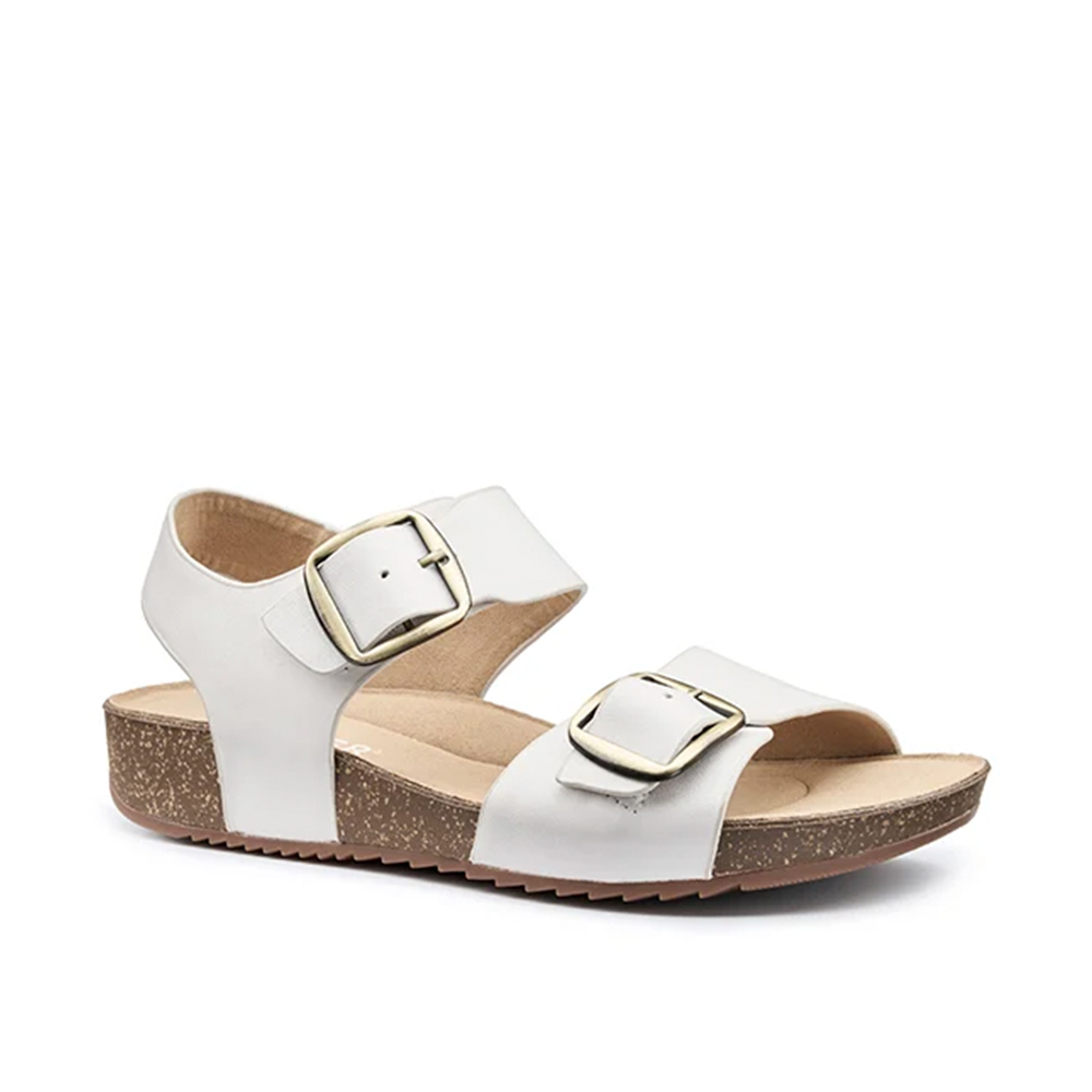 Hotter Tourist 4027 White Leather Bucke Strap Sandal | ChicShoetique