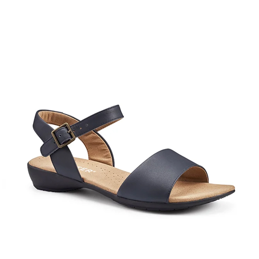 Hotter Tropic 3703 Navy Soft Leather Buckle Strap Sandal | ChicShoetique