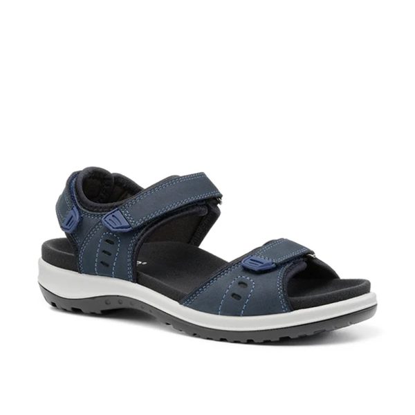 Hotter Walk 11 3727 Navy Leather Comfort Strap Sandal | ChicShoetique