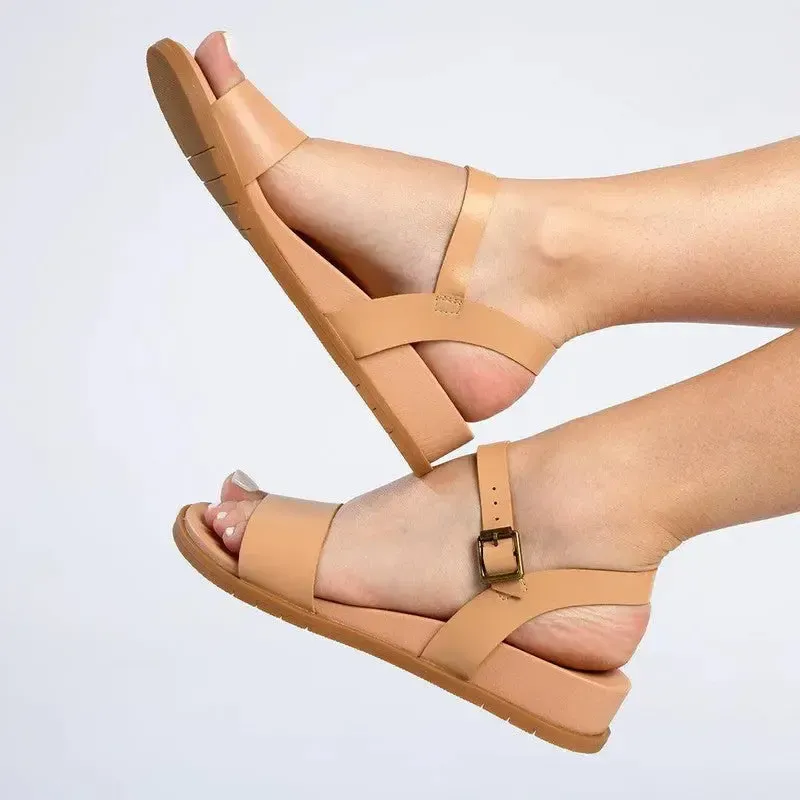 Hush Pup Graice 4089 Nude Leather Ankle Strap Sandal | ChicShoetique