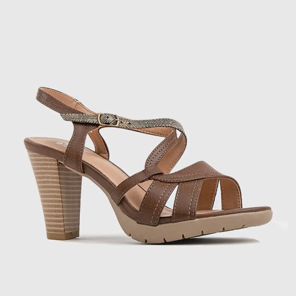 Hush Puppies Soft Style Evette 3970 Taupe Leather Strappy Heel | ChicShoetique