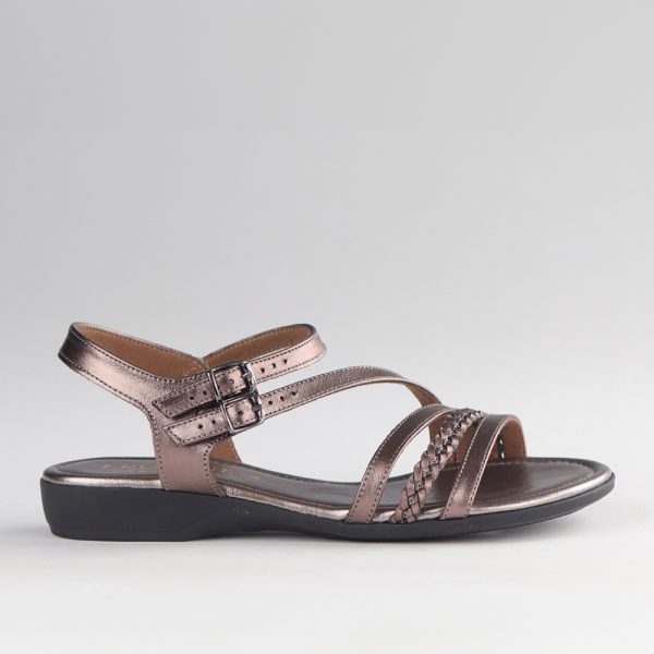 Froggie 13068 5088 Pewter Genuine Leather Strappy Sandal | ChicShoetique
