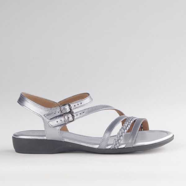 Froggie 13068 5091 Silver Genuine Leather Strappy Sandal | ChicShoetique
