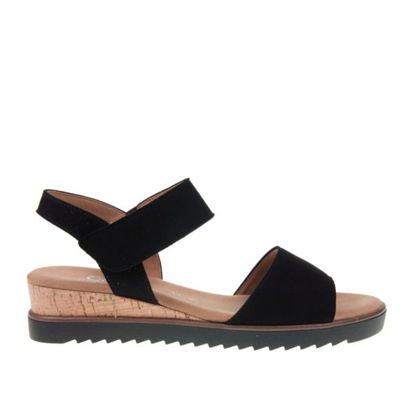 Gabor 42-750-47 3788 Black Suede Leather Wedge Sandal | ChicShoetique