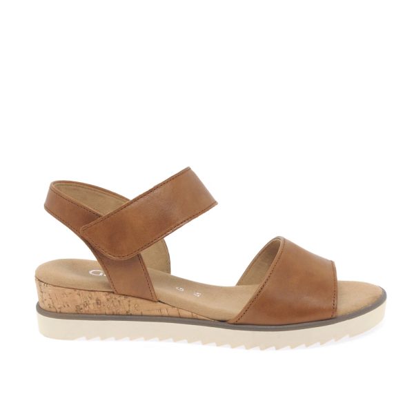 Gabor 42-750-53 3790 Tan Leather Wedge Sandal | ChicShoetique