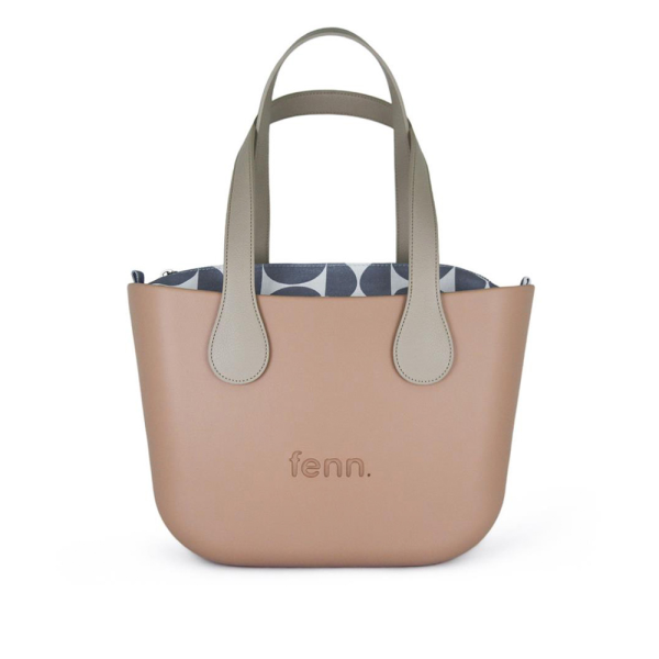 Fenn Hand Bag 516 Blush Pink Petite - Pattern Inner - Silver Zip - Light Stone Flat Handle | ChicShoetique
