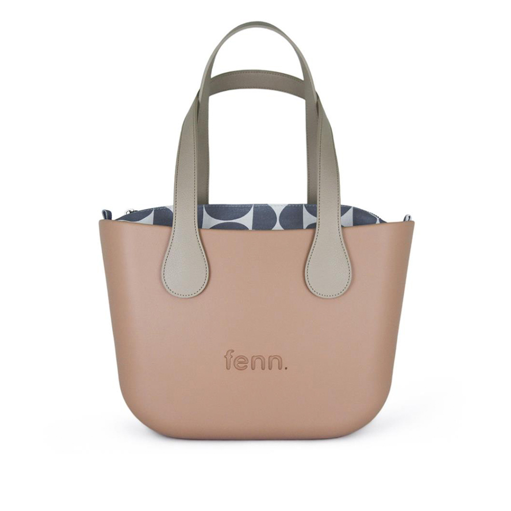 Fenn Hand Bag 516 Blush Pink Petite - Pattern Inner - Silver Zip - Light Stone Flat Handle | ChicShoetique