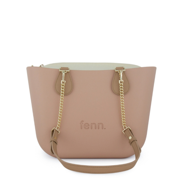 Fenn Hand Bag 529 Salmon petite tote with chain detail | ChicShoetique