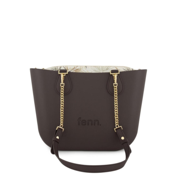 Fenn Hand Bag 549 Brown Petite tote with chain handle | ChicShoetique