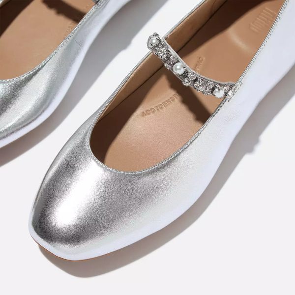 Fitflop Delicato Crystal Ballet Flats 708 Silver | ChicShoetique