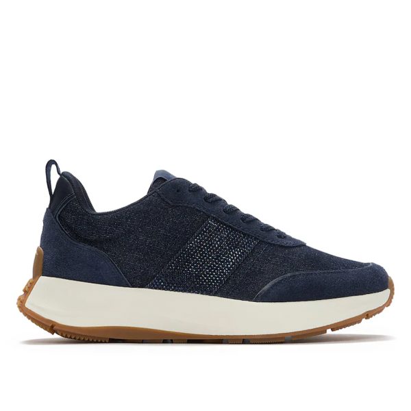 Fitflop F-Mode Flow Crystal 716 Denim Ladies Trainers | ChicShoetique